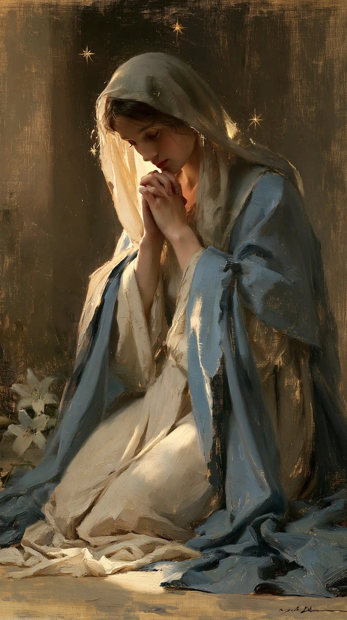La Vierge en prière — La Prière aux étoiles discrètes