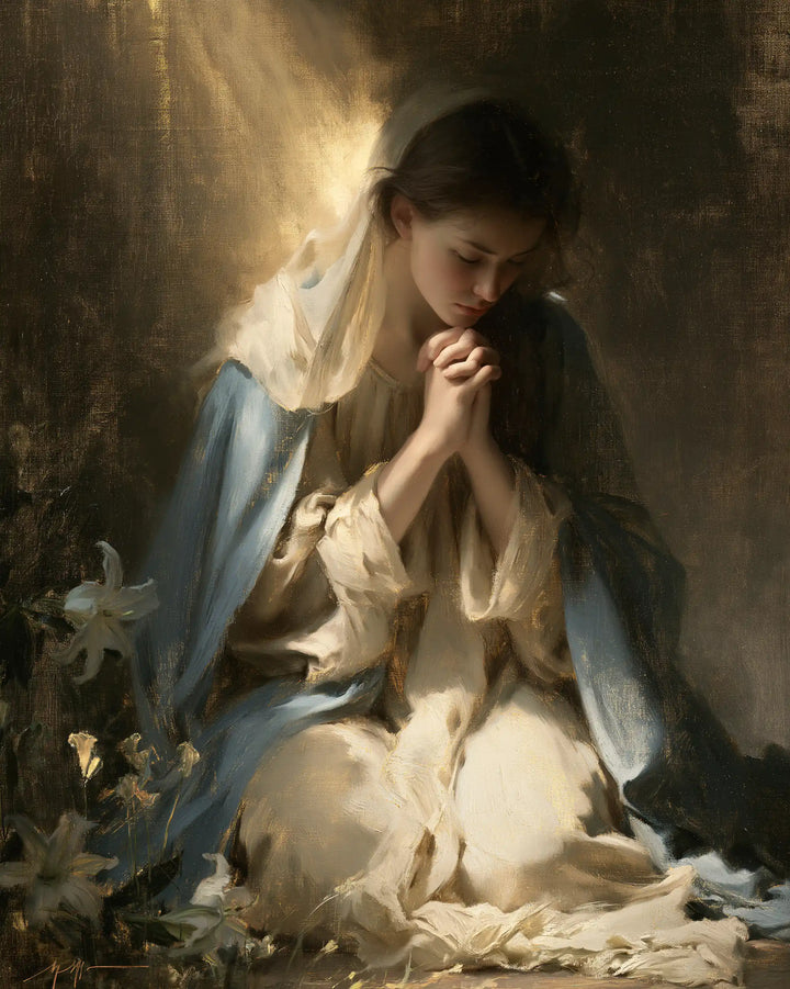 La Vierge en prière — La Prière au voile doucement rejeté