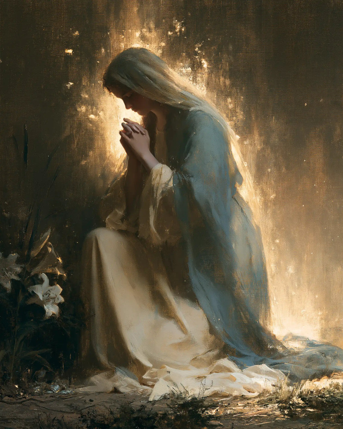 La Vierge en prière — Le Manteau dans le halo ruisselant