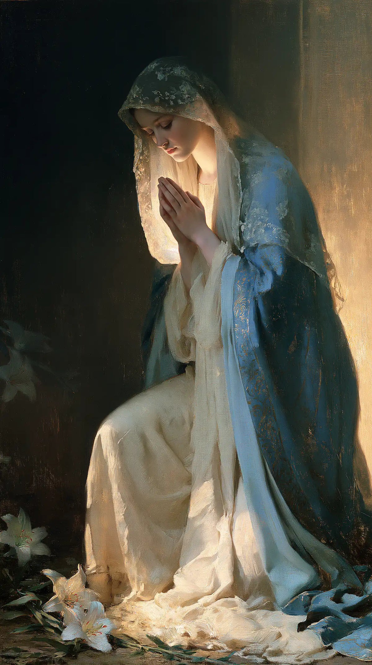 La Vierge en prière — Le Bleu des heures recueillies