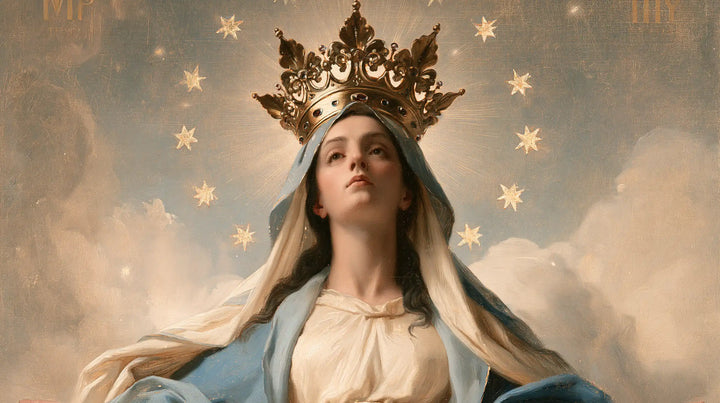 Marie, Reine du Ciel — Le Visage levé sous les feuilles royales