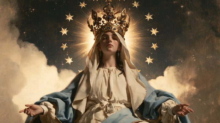 Marie, Reine du Ciel — La Couronne sombre dans le disque de lumière