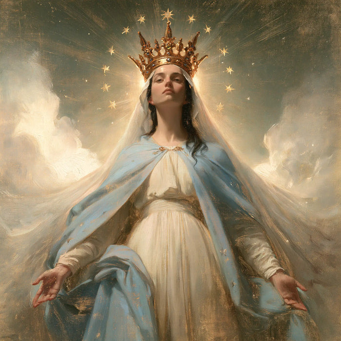 Marie, Reine du Ciel — Les Paumes basses dans le rayonnement calme