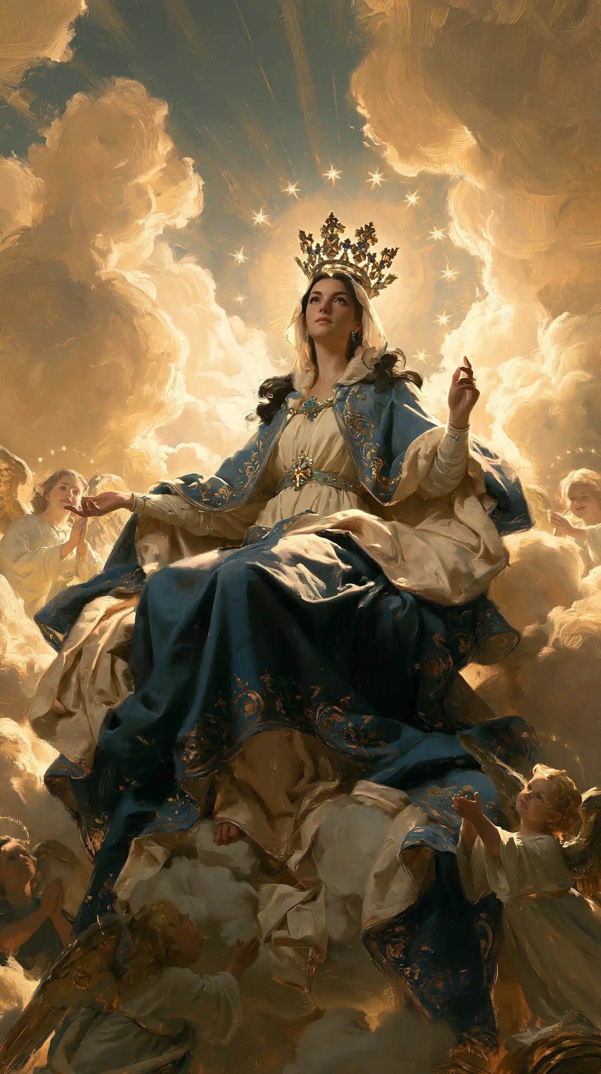 Mary glorified as Queen of Heaven in Heavenly Glory style, portrait Christian artwork no. 18
