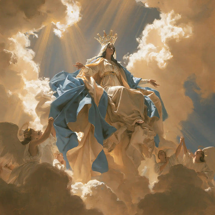 Marie, Reine du Ciel — L’Ascension des étoffes dans le ciel immense