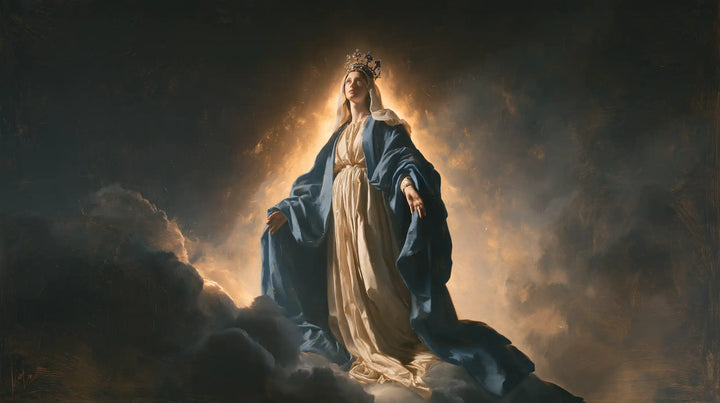 Marie, Reine du Ciel — Le Long Manteau au bord des nuages noirs