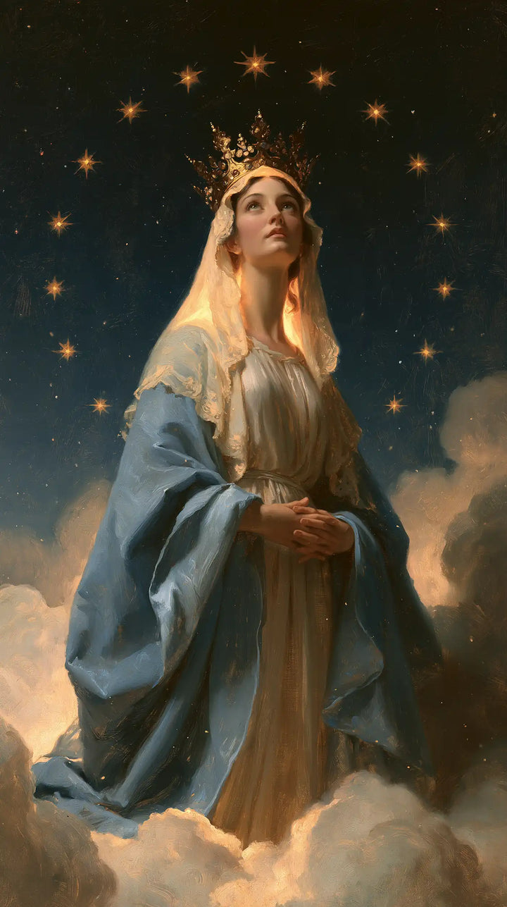 Marie, Reine du Ciel — Les Mains basses sous la couronne d’ambre