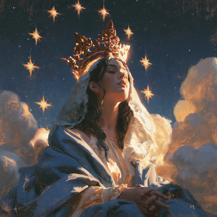 Mary Queen of Heaven - Midnight Blue Chiaroscuro · Square n° 4