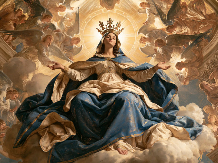 Marie, Reine du Ciel — Le Pied nu sous le grand cercle solaire