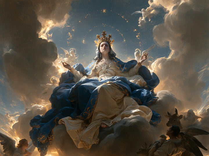 Marie, Reine du Ciel — Le Siège des nuages dans l’ouverture bleue