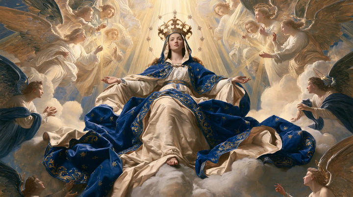 Marie, Reine du Ciel — La Traîne royale au milieu des ailes