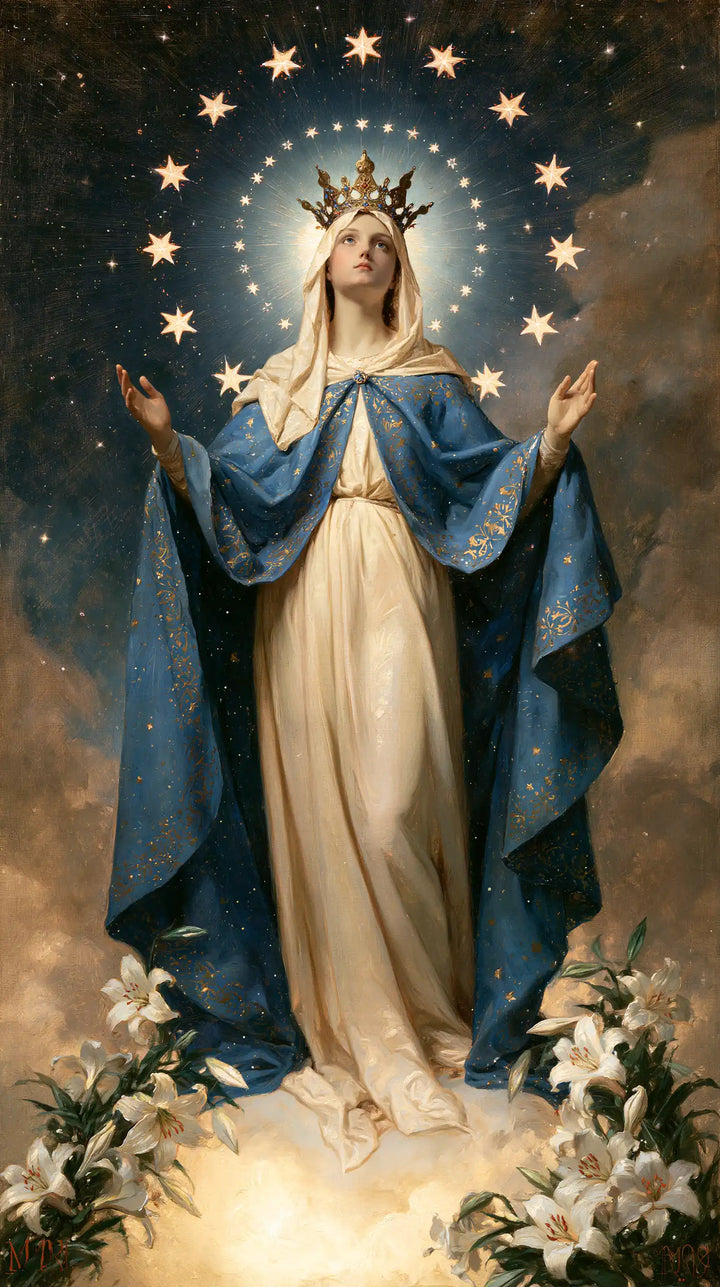 Marie, Reine du Ciel — Les Paumes levées dans le jardin stellaire