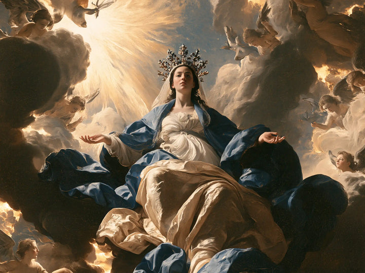 Marie, Reine du Ciel — Le Repos royal dans les rayons obliques