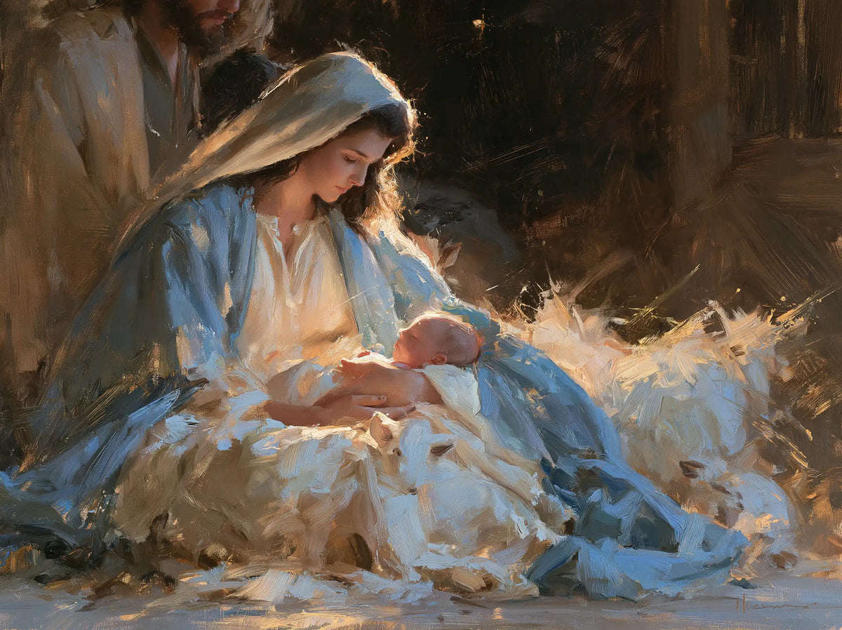 La Nativité — Le Nouveau-né dans le bleu du matin