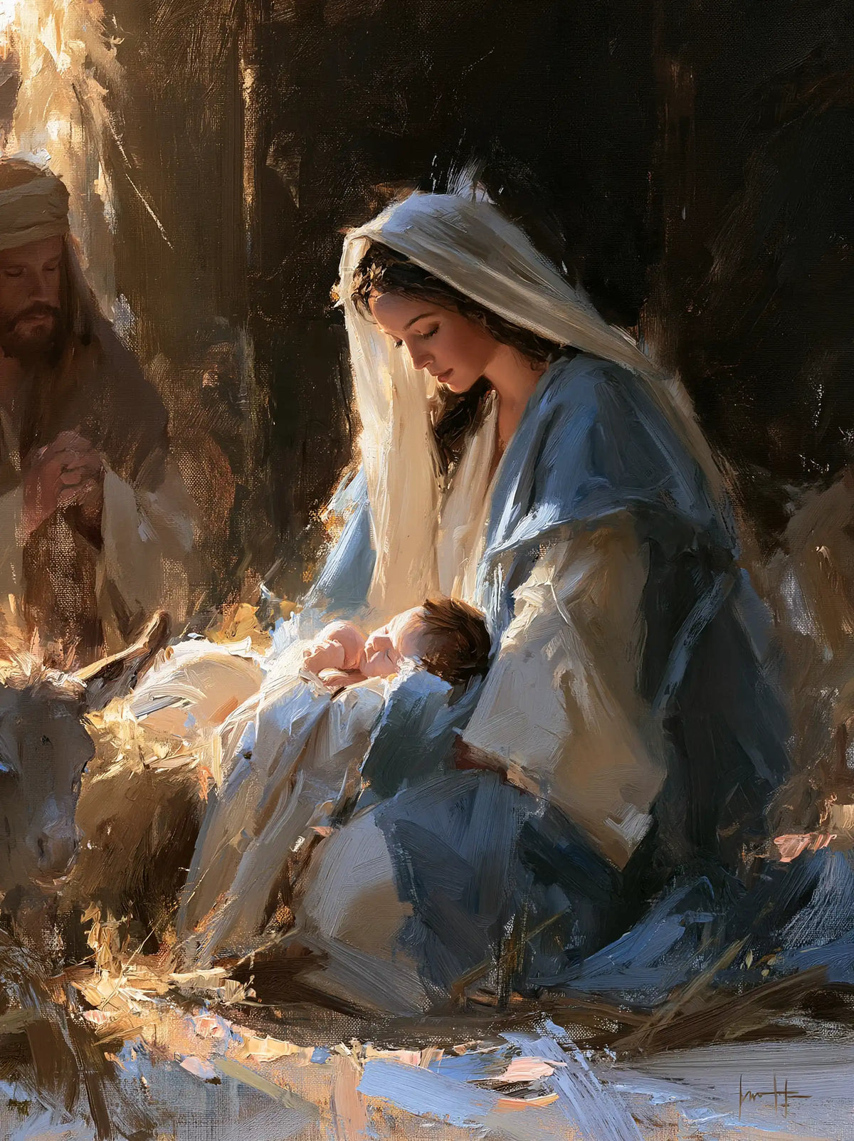 La Nativité — Le Repos au creux des reflets bleus