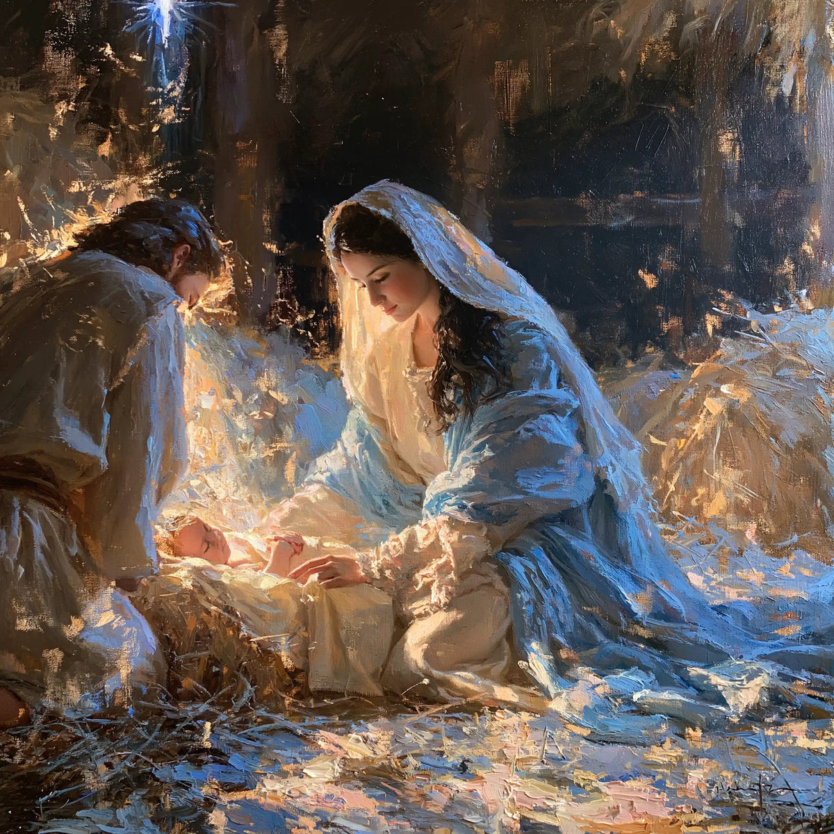La Nativité — La Rencontre dans le bleu scintillant