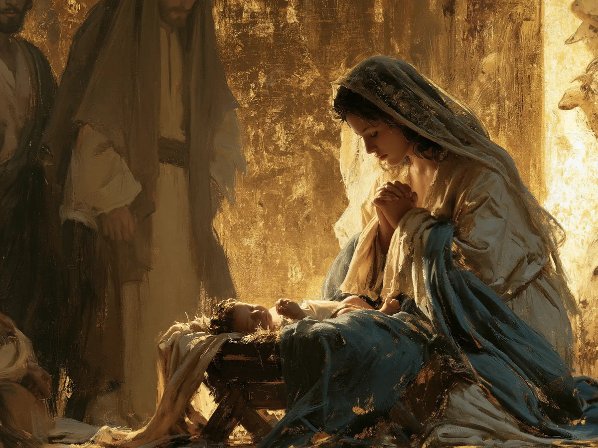 La Nativité — Le Berceau sous les drapés de bronze