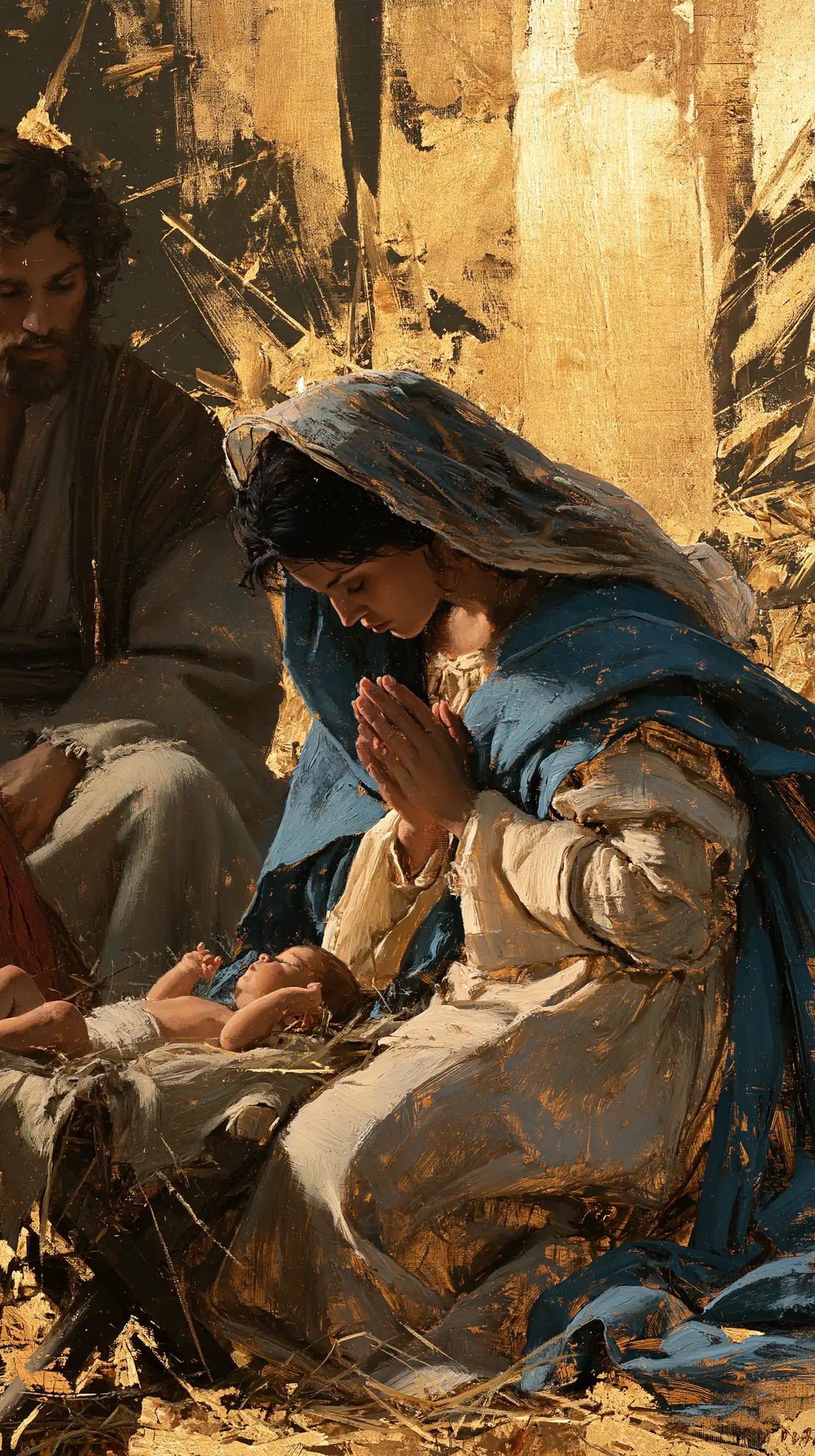 La Nativité — Les Paumes unies devant l’or brisé