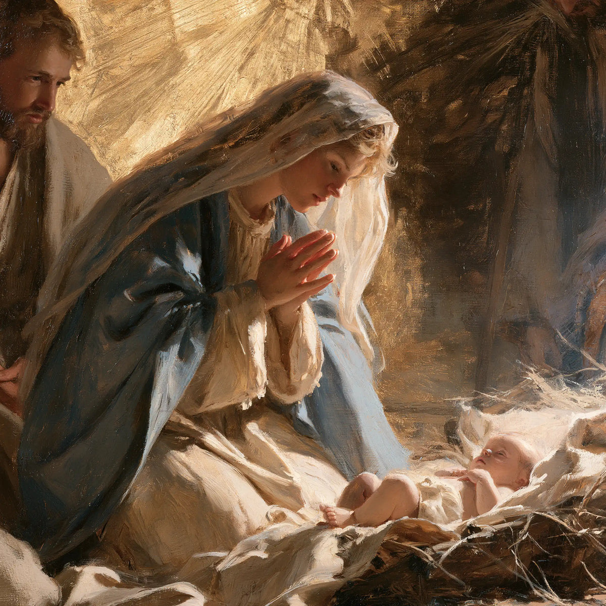 La Nativité — Le Voile transparent au bord de la crèche