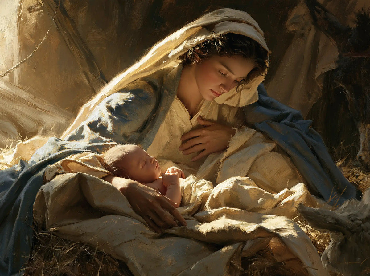 La Nativité — La Tendresse au creux des drapés crème