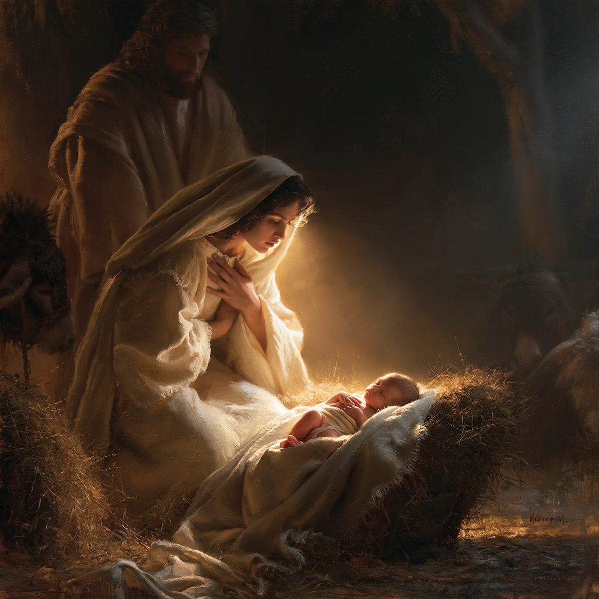 La Nativité — Le Nouveau-né dans le cercle ambré