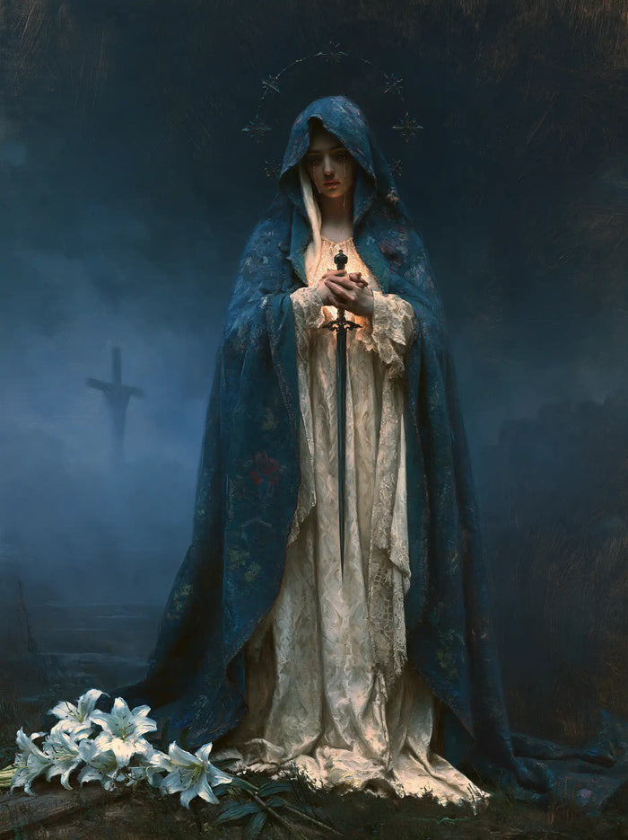 Notre-Dame des Douleurs — La Robe brodée de lumière froide