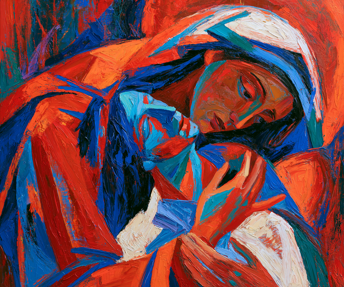 La Pietà — L’Étreinte de cobalt et de feu