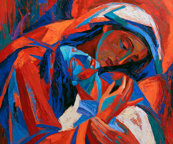 La Pietà — L’Étreinte de cobalt et de feu