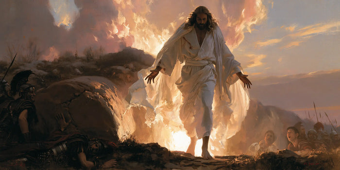 La Résurrection du Christ — Les Nuages embrasés derrière le linceul