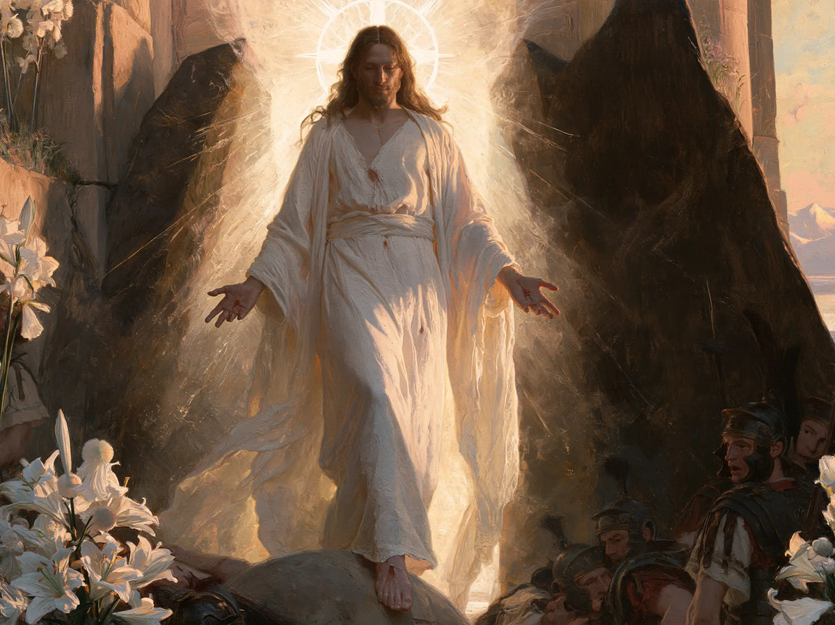 La Résurrection du Christ — Le Nimbe blanc contre la pierre noire