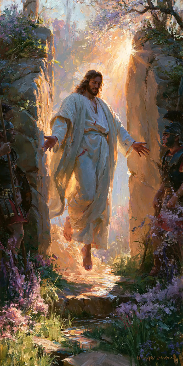 La Résurrection du Christ — Le Pas dans la fente aux fleurs violettes