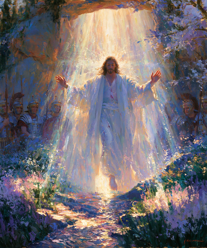 La Résurrection du Christ — Les Mains levées dans la cascade rose