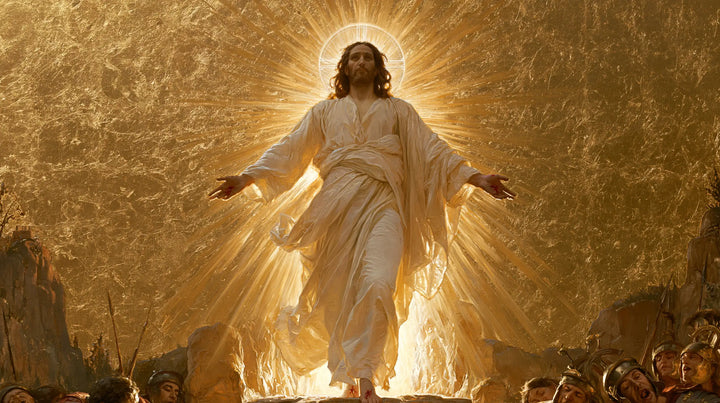 La Résurrection du Christ — La Vie dans le ciel d’or froissé
