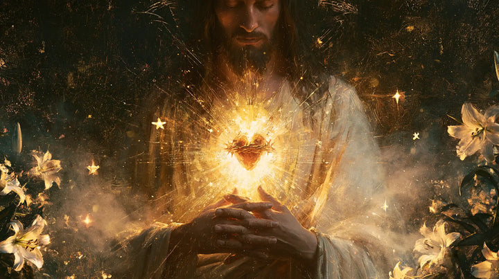 Le Sacré-Cœur de Jésus — Les Mains jointes sous l’incandescence