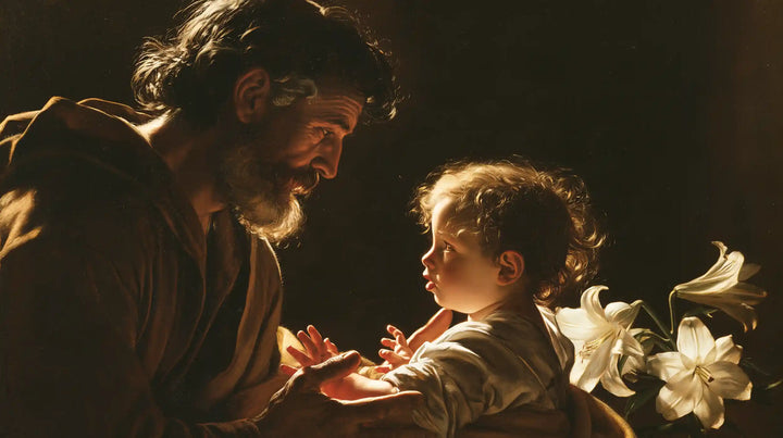 Saint Joseph with the Child Jesus – Caravaggio Tenebrism · Landscape no. 1