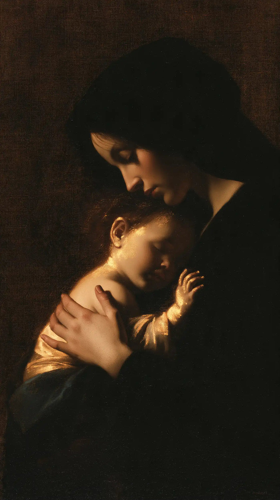 Virgin Mary and Child Jesus - Black and Gold · Portrait n° 11