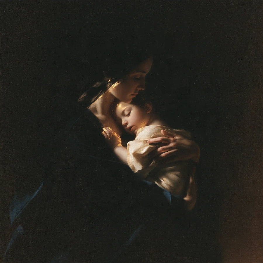 Virgin Mary and Child Jesus - Black and Gold · Square n° 3