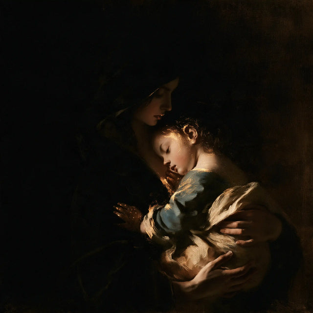 La Vierge à l’Enfant — Le Repos aux manches de bleu vert