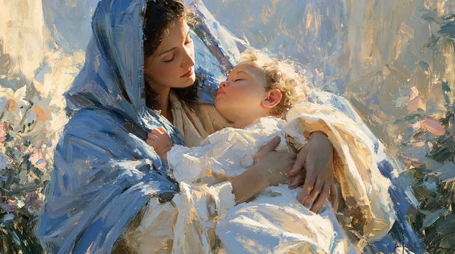 La Vierge à l’Enfant — Le Repos parmi les pétales bleus