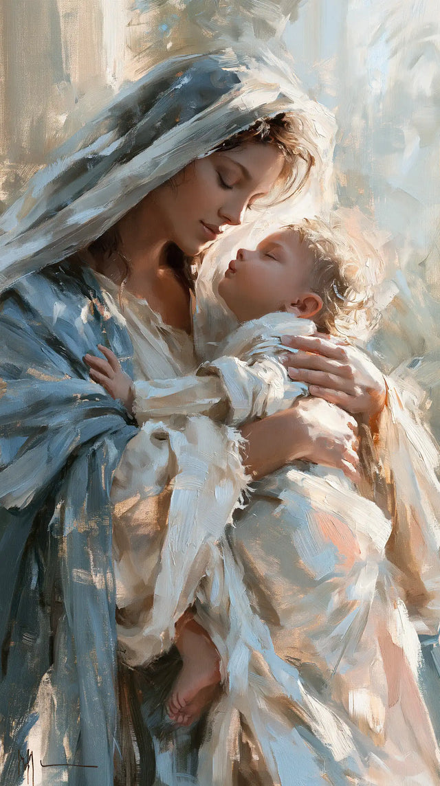 La Vierge à l’Enfant — La Rencontre dans le voile gris bleu