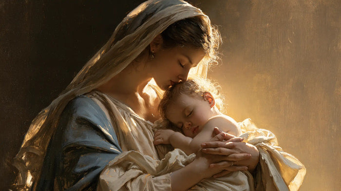 La Vierge à l’Enfant — Les Doigts croisés sous le petit dormeur