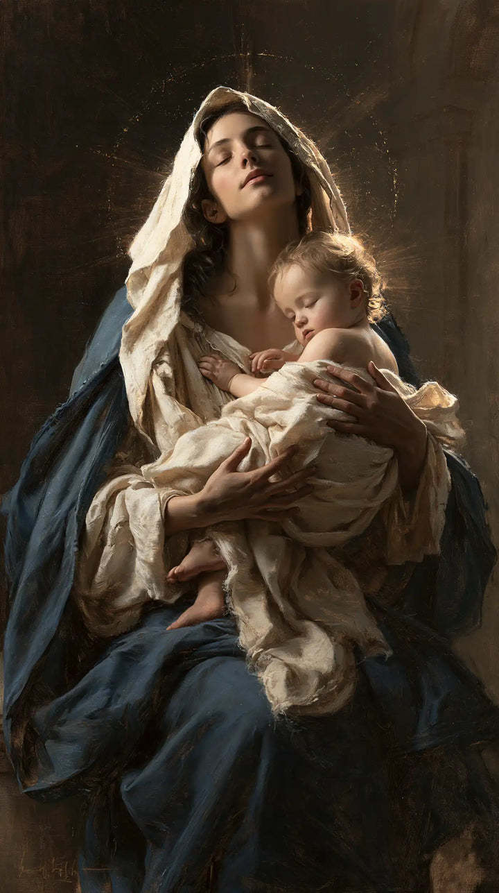 La Vierge à l’Enfant — Le Regard élevé au-dessus du petit repos