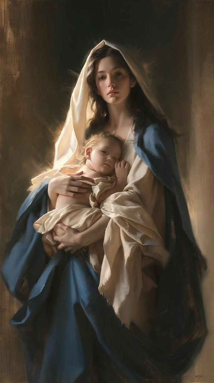 La Vierge à l’Enfant — La Veille droite dans le silence sombre