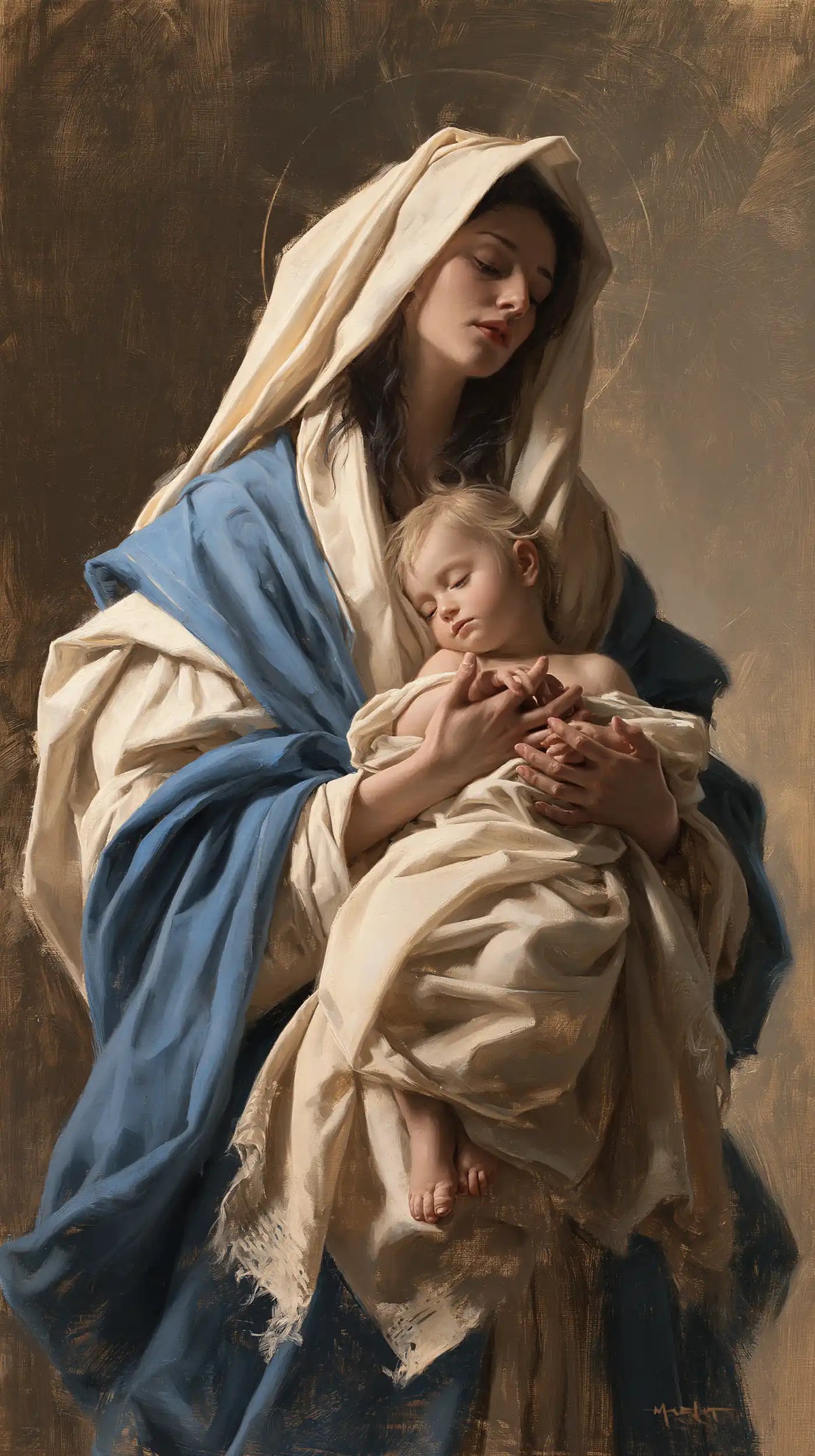 La Vierge à l’Enfant — Les Doigts serrés au creux des langes