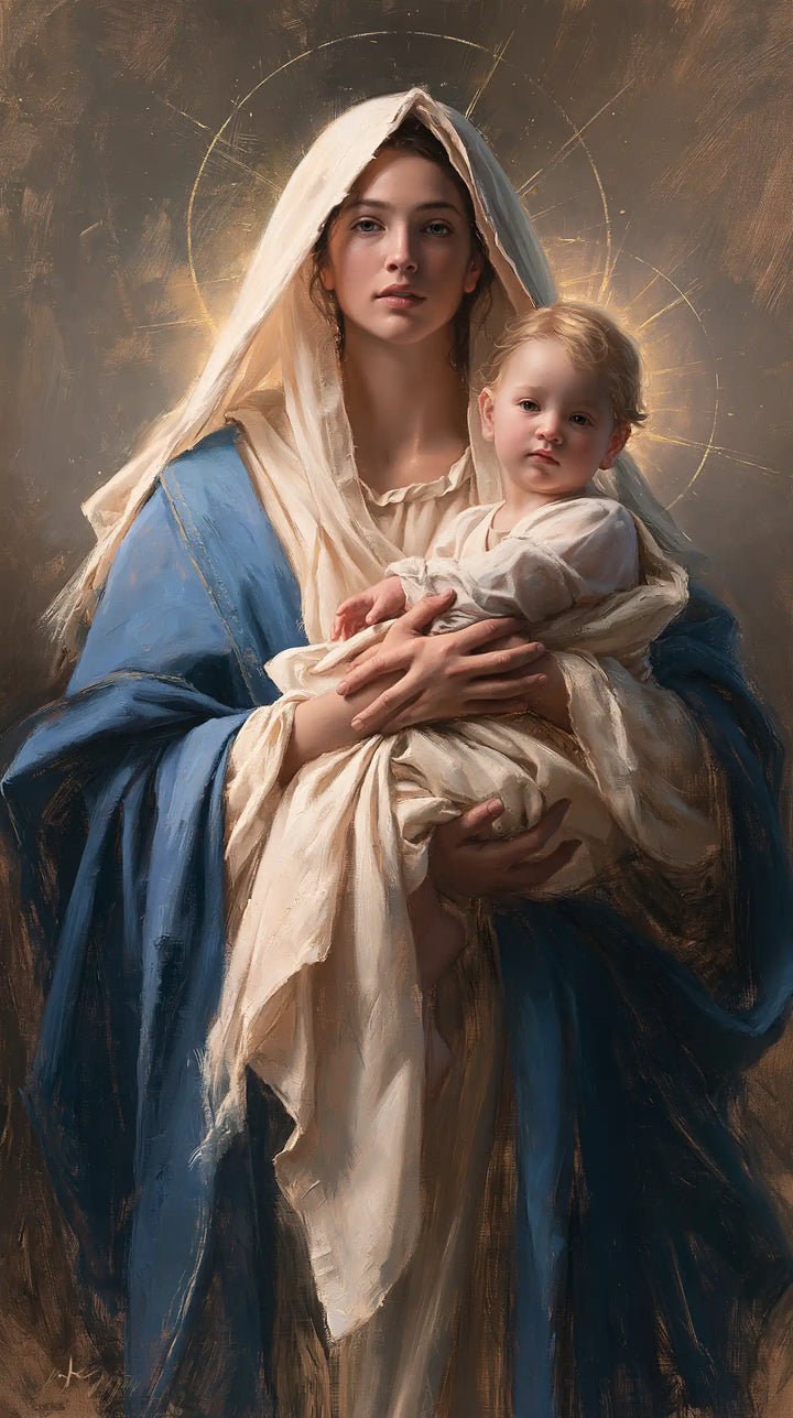 La Vierge à l’Enfant — Les Deux Visages dans les cercles clairs