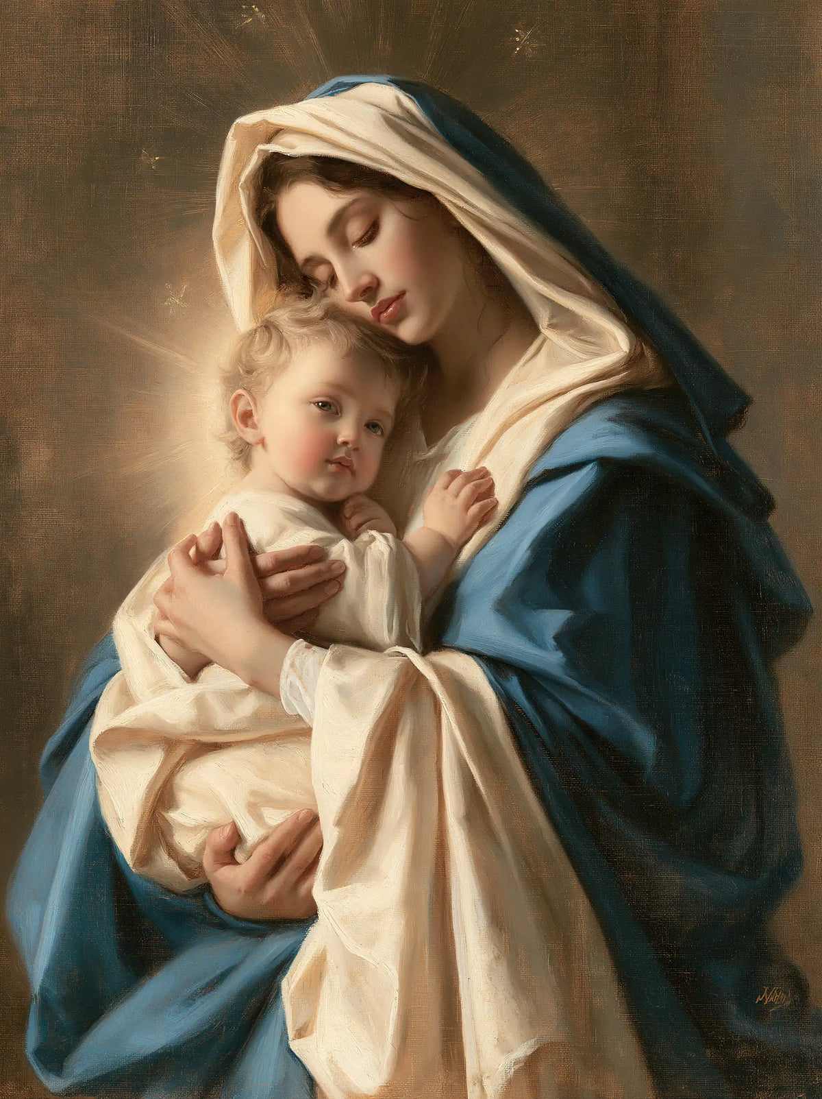 La Vierge à l’Enfant — Le Petit Visage près de la joue penchée