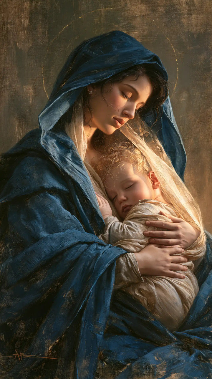La Vierge à l’Enfant — Le Petit Dormeur dans le voile translucide