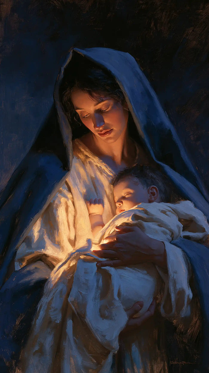 La Vierge à l’Enfant — La Lueur au creux du berceau nocturne