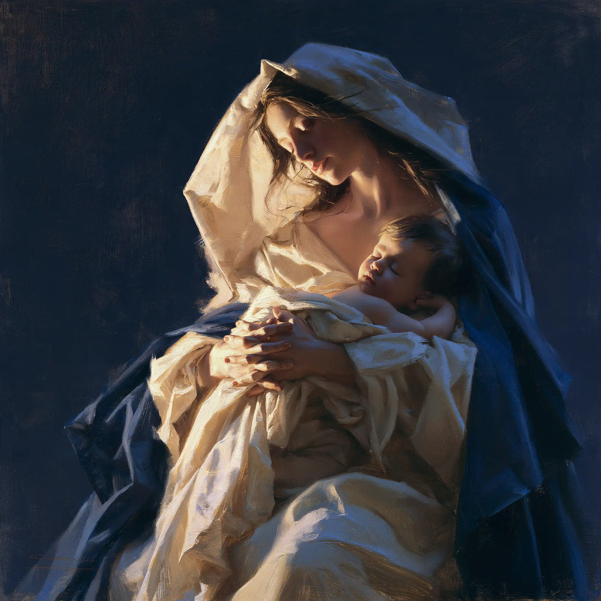 La Vierge à l’Enfant — Le Regard penché dans le creux lumineux