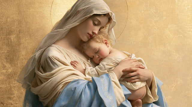 La Vierge à l’Enfant — L’Étreinte sous le nimbe presque effacé